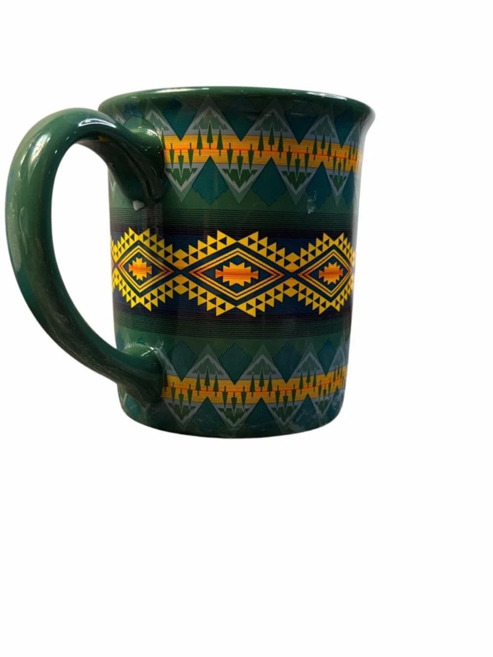 PENDLETON GREEN SOUTHWEST PRINT COFFEE MUG 12 OZ